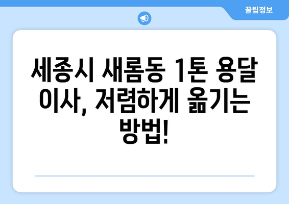 세종시 새롬동 1톤 용달 이사| 저렴하고 안전한 이삿짐센터 추천 | 세종시 이사, 1톤 용달, 새롬동 이사, 이삿짐센터 비교