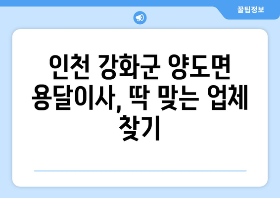 인천 강화군 양도면 용달이사 전문 업체 추천 | 저렴하고 안전한 이사, 지금 바로 확인하세요!