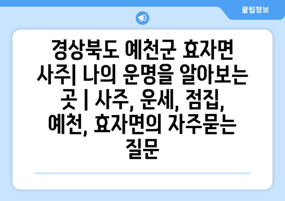 경상북도 예천군 효자면 사주| 나의 운명을 알아보는 곳 | 사주, 운세, 점집, 예천, 효자면