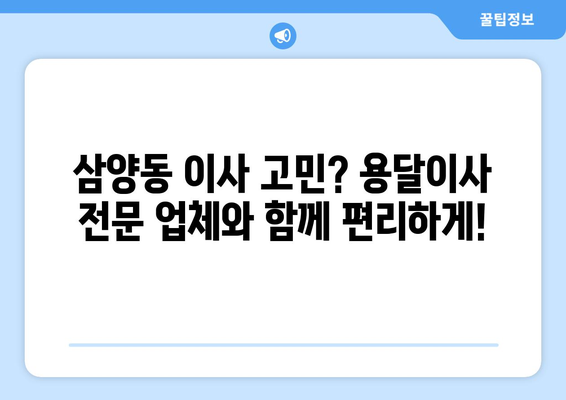 제주도 제주시 삼양동 용달이사 전문 업체 추천 | 저렴하고 안전한 이사, 지금 바로 확인하세요!