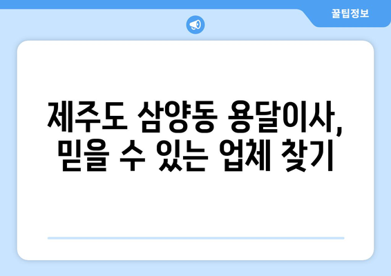 제주도 제주시 삼양동 용달이사 전문 업체 추천 | 저렴하고 안전한 이사, 지금 바로 확인하세요!