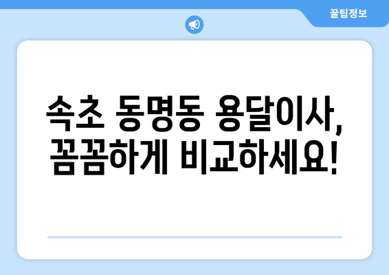 강원도 속초시 동명동 용달이사 전문 업체 비교 가이드 | 저렴하고 안전한 이사, 지금 바로 찾아보세요!